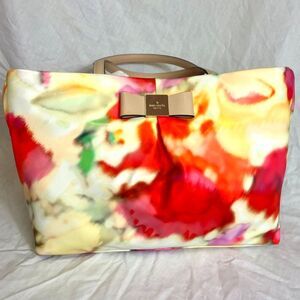Kate Spade New York Floral Watercolor Tote with Bow Accent
